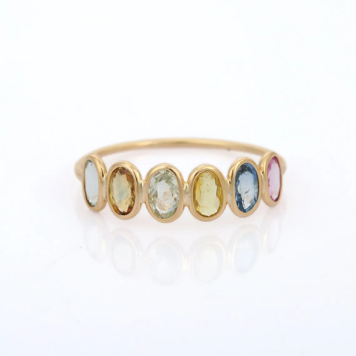 18K Gold Multi Sapphire Half Eternity Band