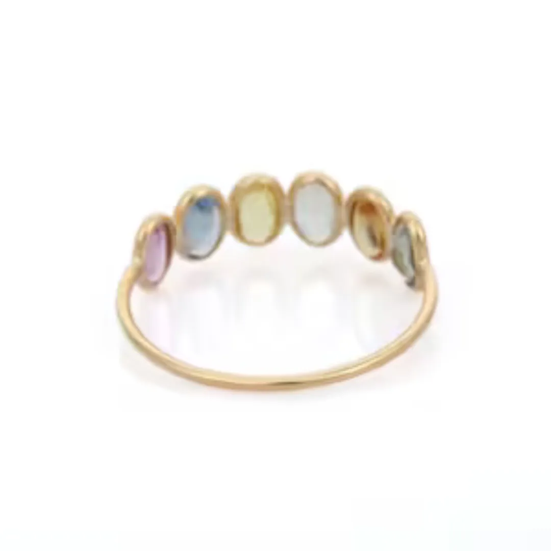 18K Gold Multi Sapphire Half Eternity Band