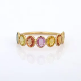 18K Multi Sapphire Half Eternity Band