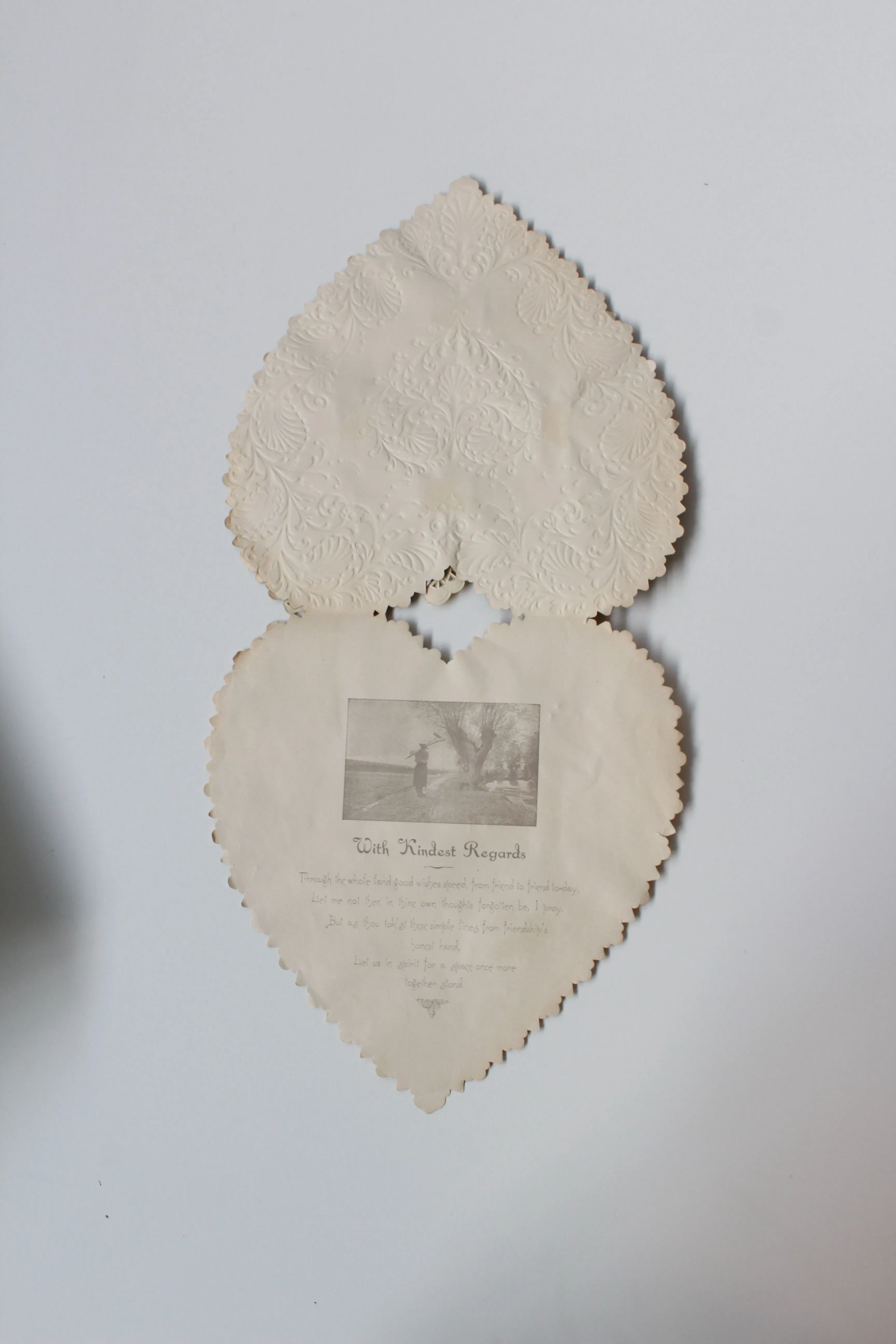 1920s Paper Lace Heart Valentines, Set of 2