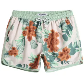 4.5 Inch Inseam Vintage Light Green Floral Swim Trunks