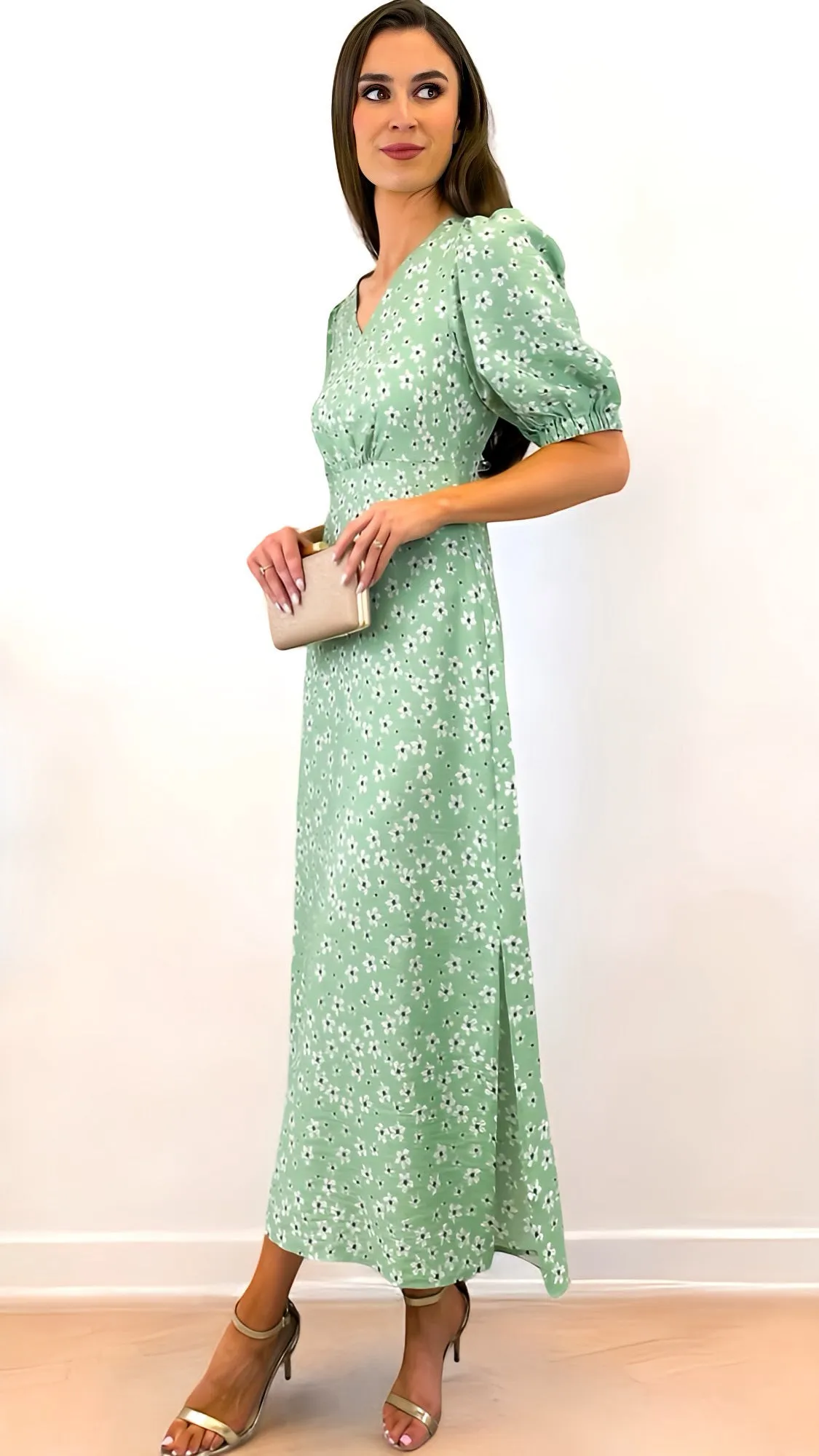 A1749 Byibano Mint Daisy Dress