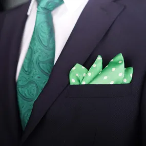 After 8 Polka Dot Green Pocket Square