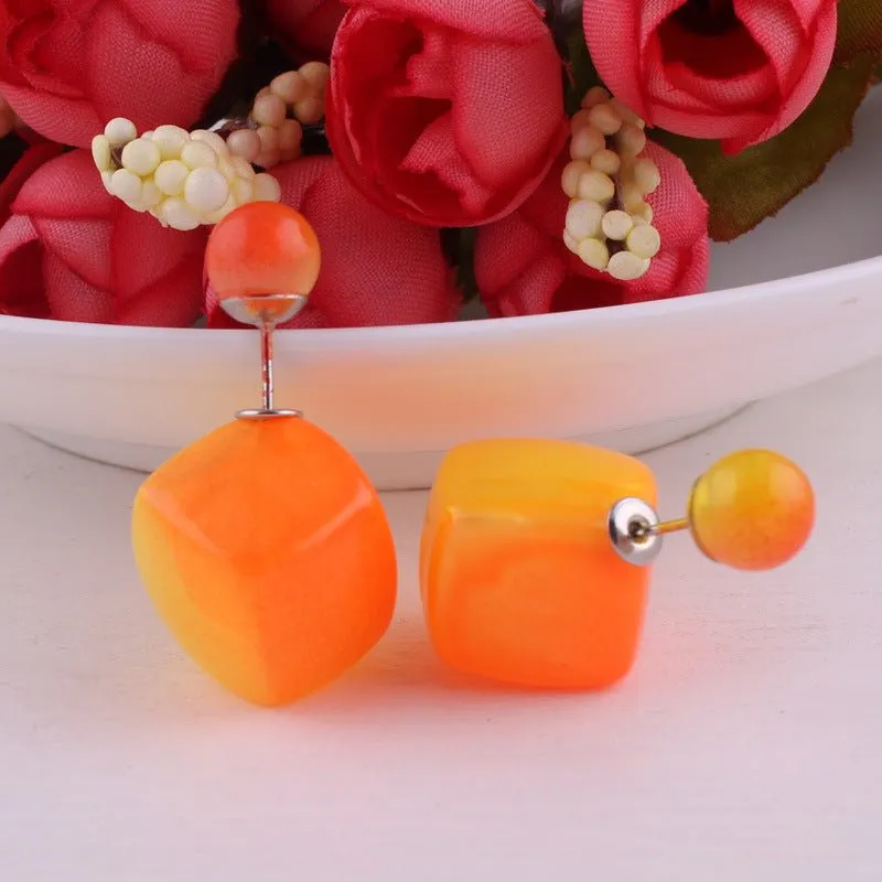 Asymmetrical Cube and Sphere Earrings