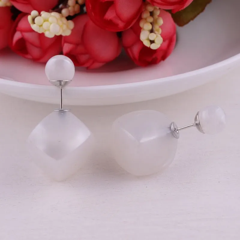 Asymmetrical Cube and Sphere Earrings