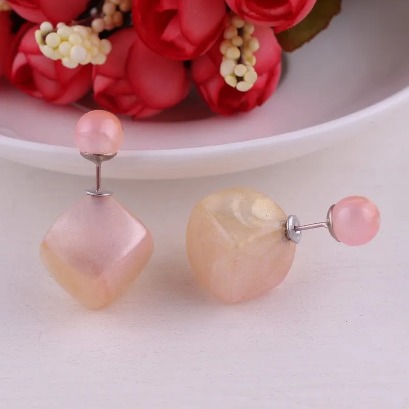 Asymmetrical Cube and Sphere Earrings