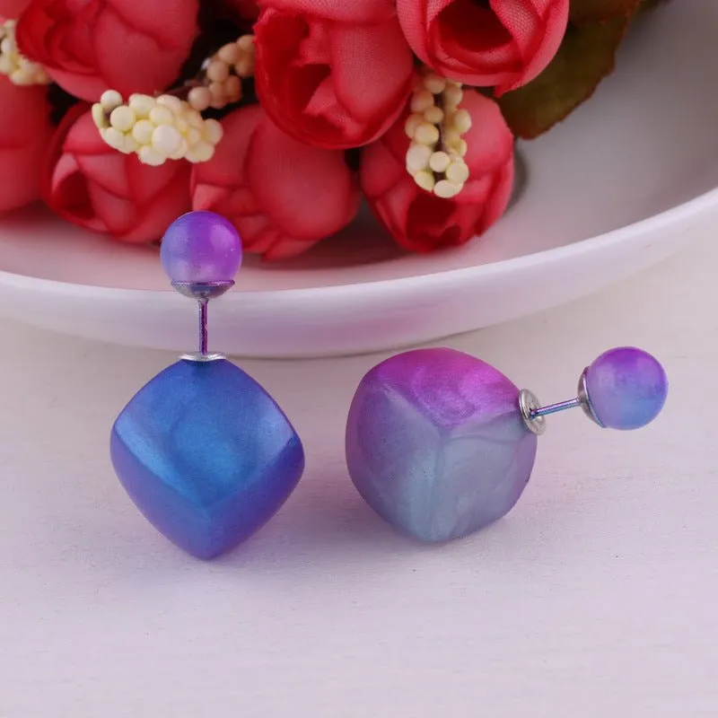 Asymmetrical Cube and Sphere Earrings