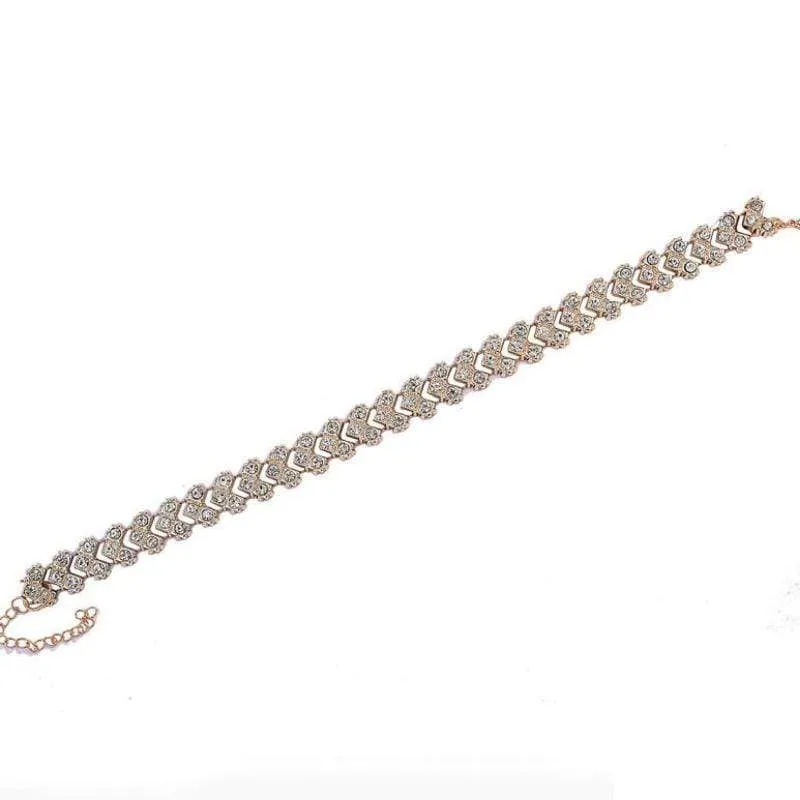 Band of Gold White Rhinestone Choker Necklace