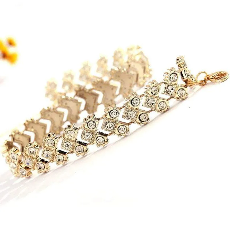 Band of Gold White Rhinestone Choker Necklace