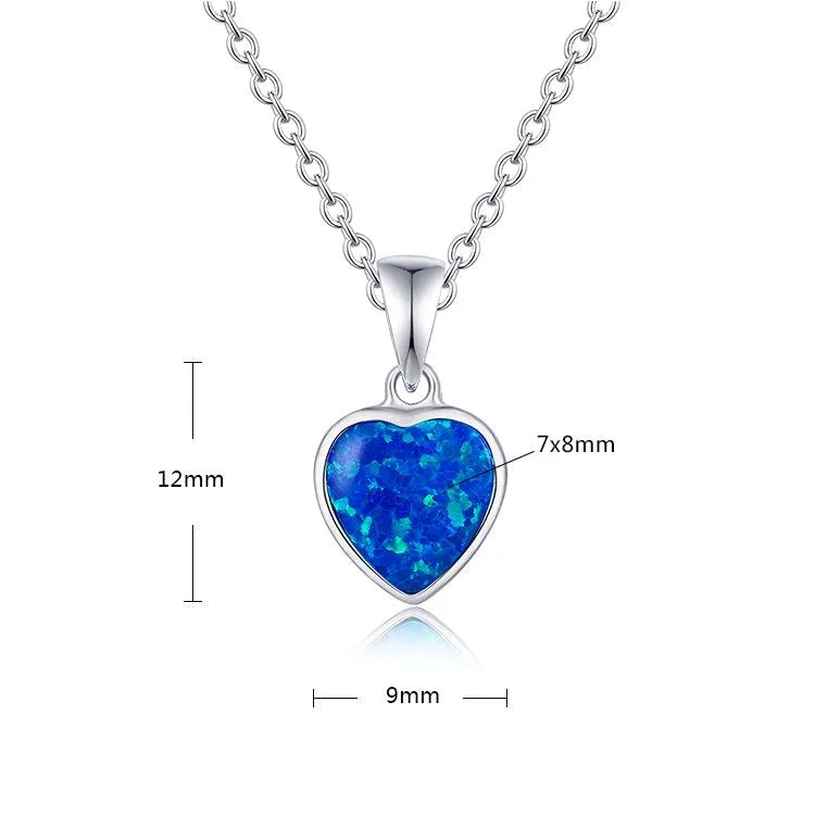 Blue Opal Heart Necklace