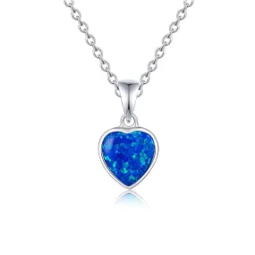 Blue Opal Heart Necklace