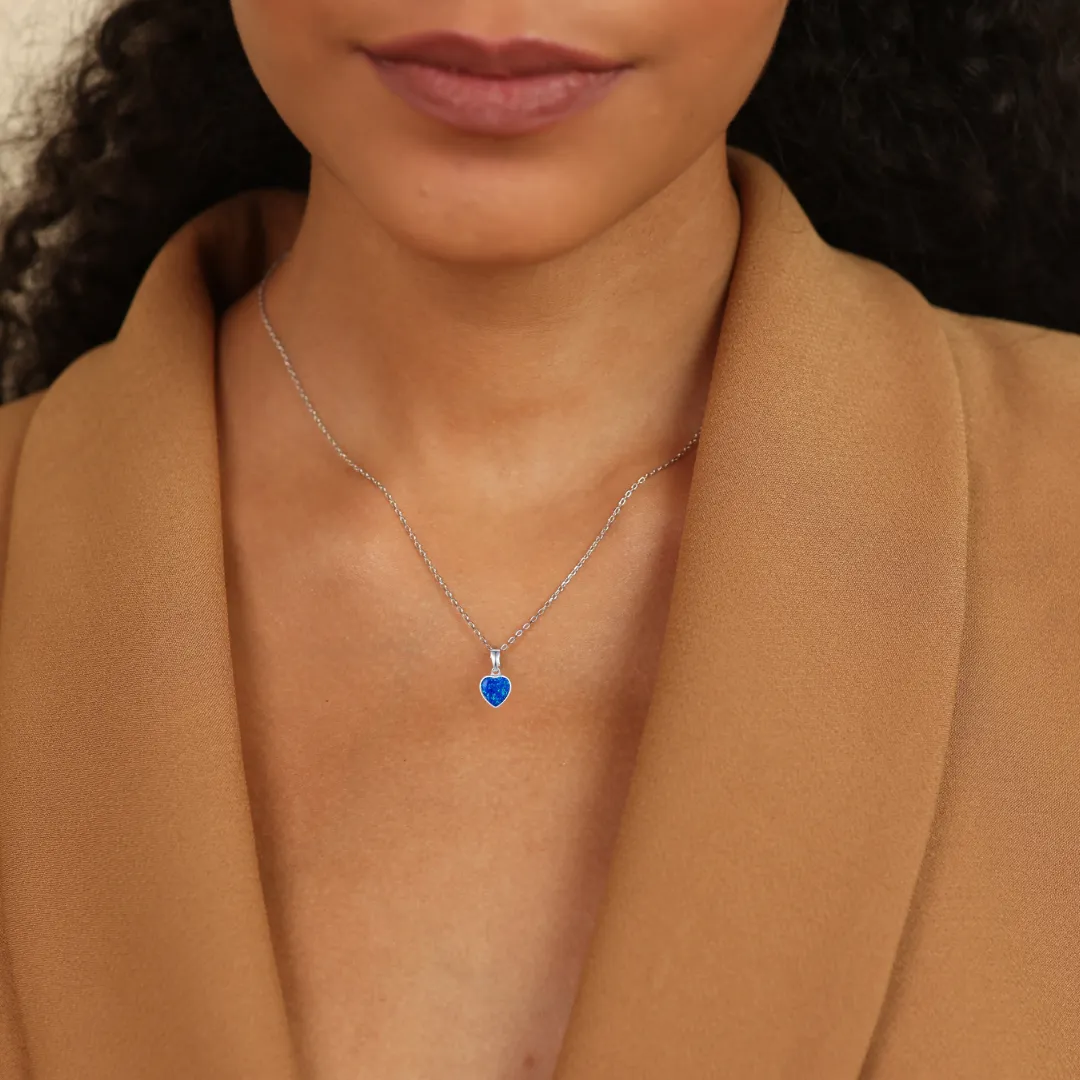 Blue Opal Heart Necklace