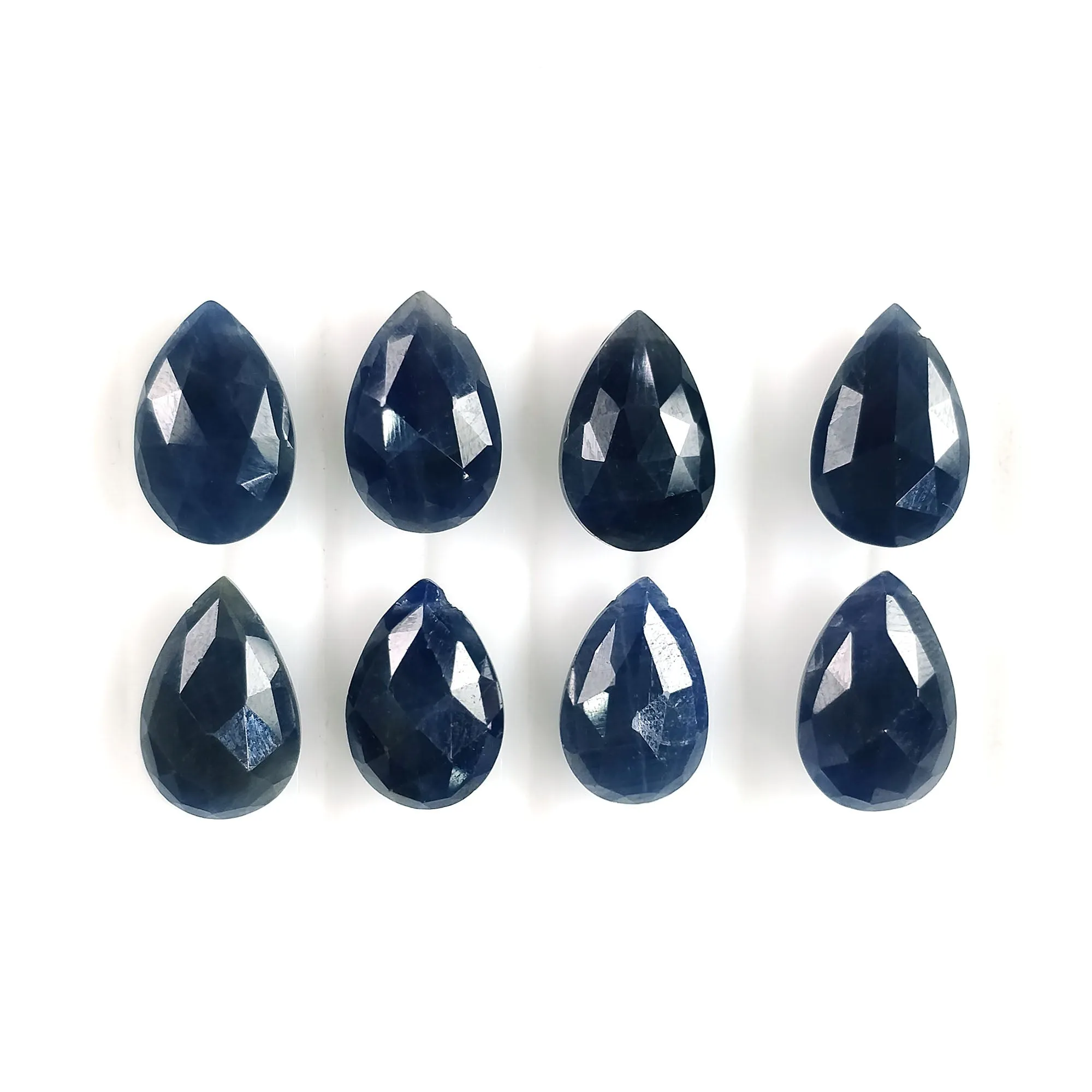 BLUE SAPPHIRE Gemstone Checker Cut : 57.30cts Natural Untreated Sapphire Side To Side Drilled Briolette Pear Shape 14*9mm 10pcs (With Video)