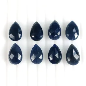 BLUE SAPPHIRE Gemstone Checker Cut : 57.30cts Natural Untreated Sapphire Side To Side Drilled Briolette Pear Shape 14*9mm 10pcs (With Video)