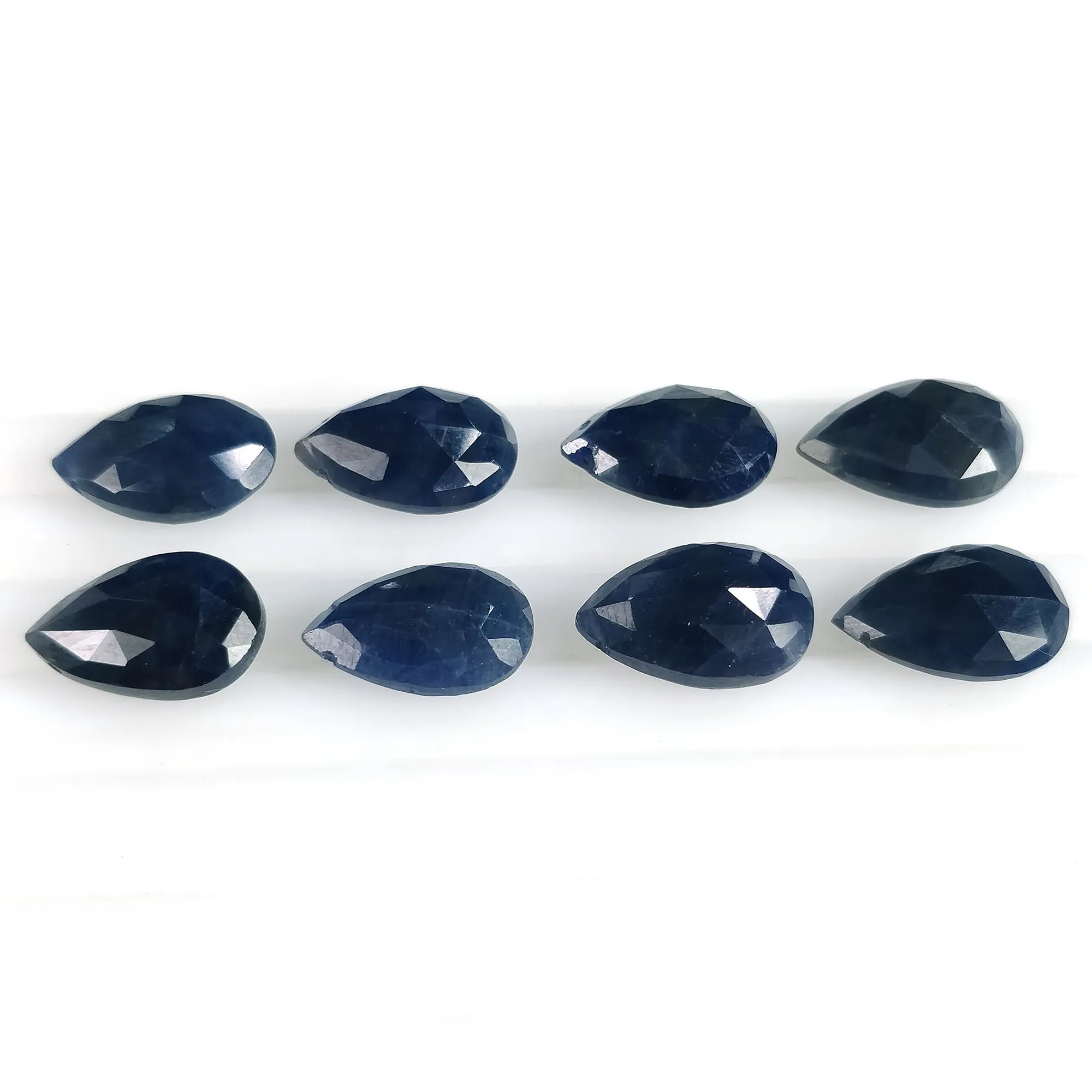 BLUE SAPPHIRE Gemstone Checker Cut : 57.30cts Natural Untreated Sapphire Side To Side Drilled Briolette Pear Shape 14*9mm 10pcs (With Video)