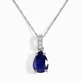 Blue Sapphire Lab Diamond Necklace Sway - September Birthstone