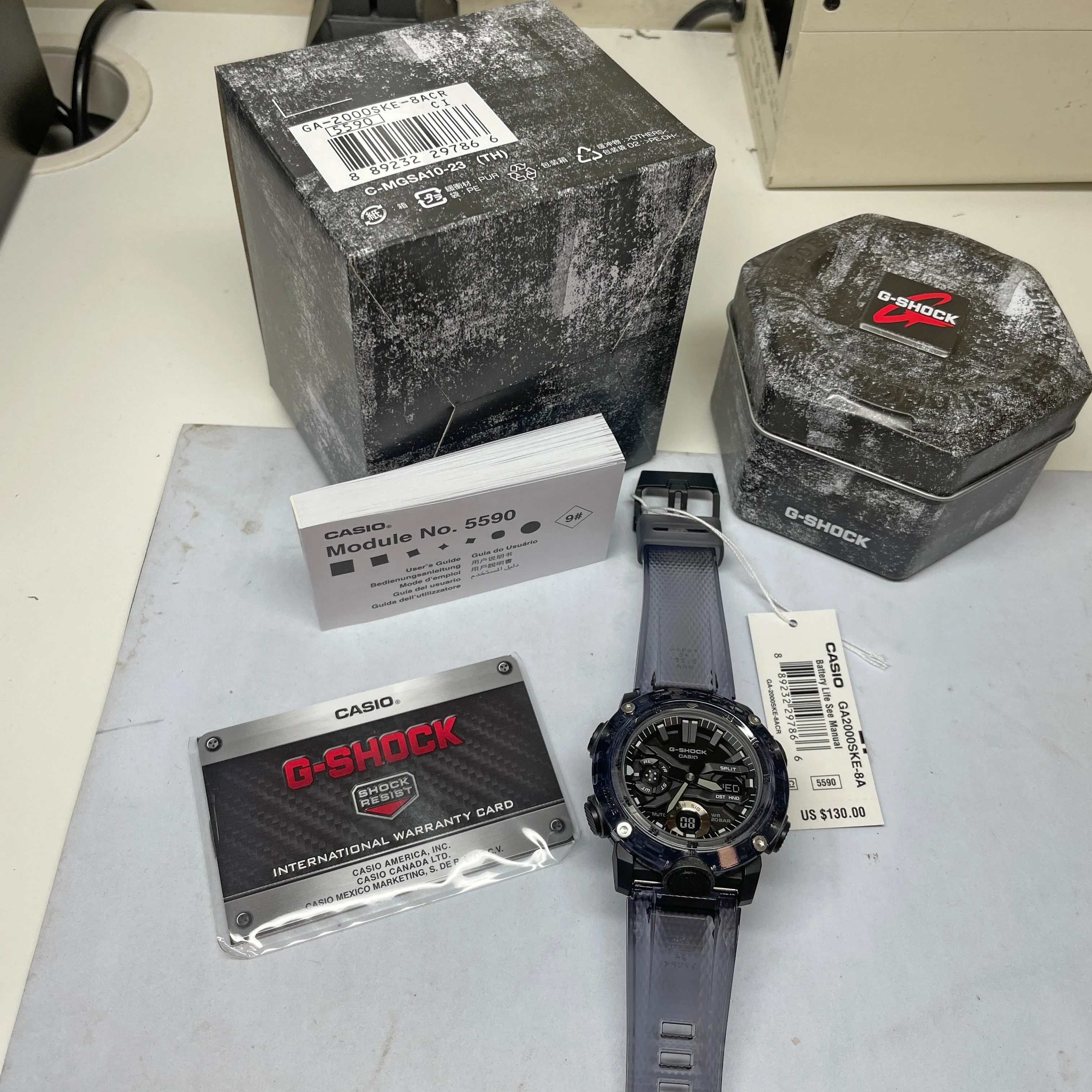 Casio G-Shock GA2000SKE-8A Transparent Pack Clear Dark Grey Watch