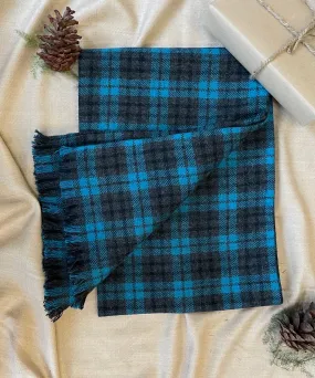 Charcoal Blue Plaid Tweed Scarf