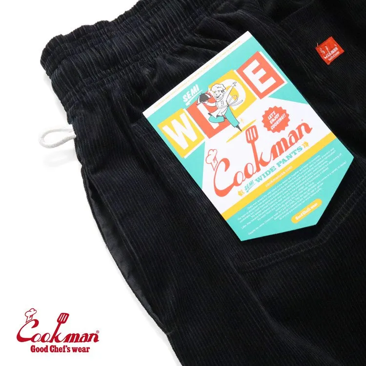 Cookman Chef Pants Semiwide- Corduroy : Black