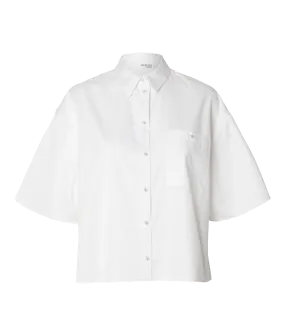 Cropped Short Sleeved Shirt - White