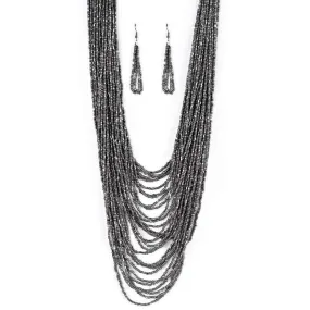 Dauntless Dazzle Black Seed Bead Necklace