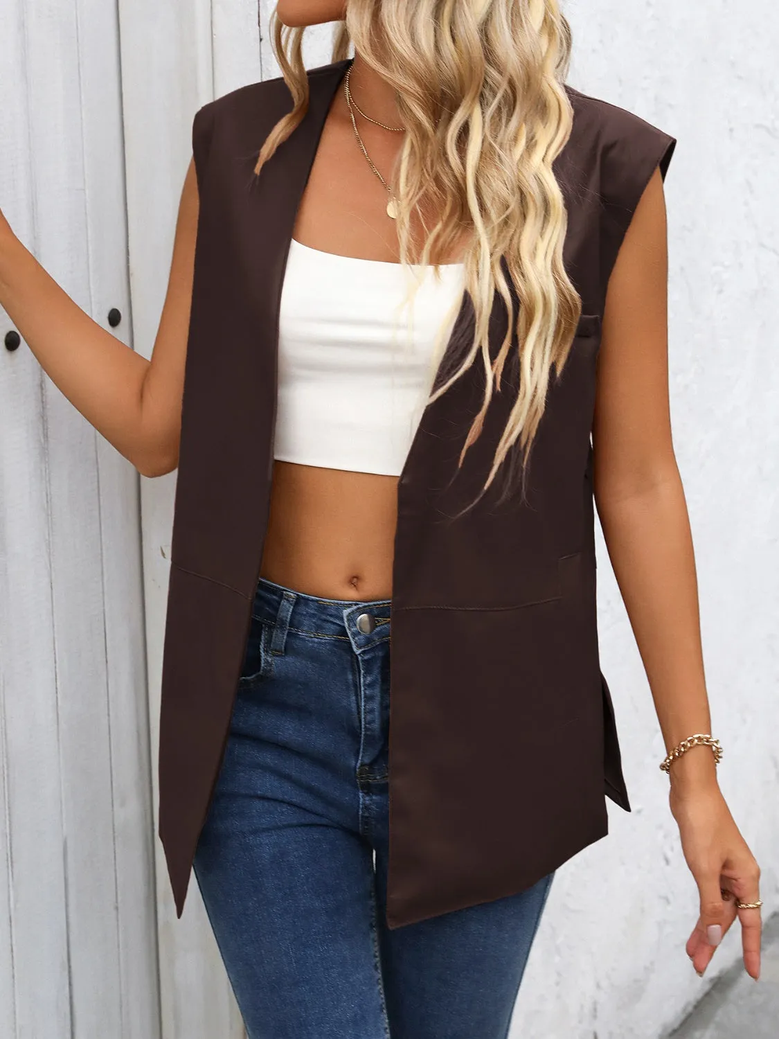 Eva Side Slit Open Front Vest