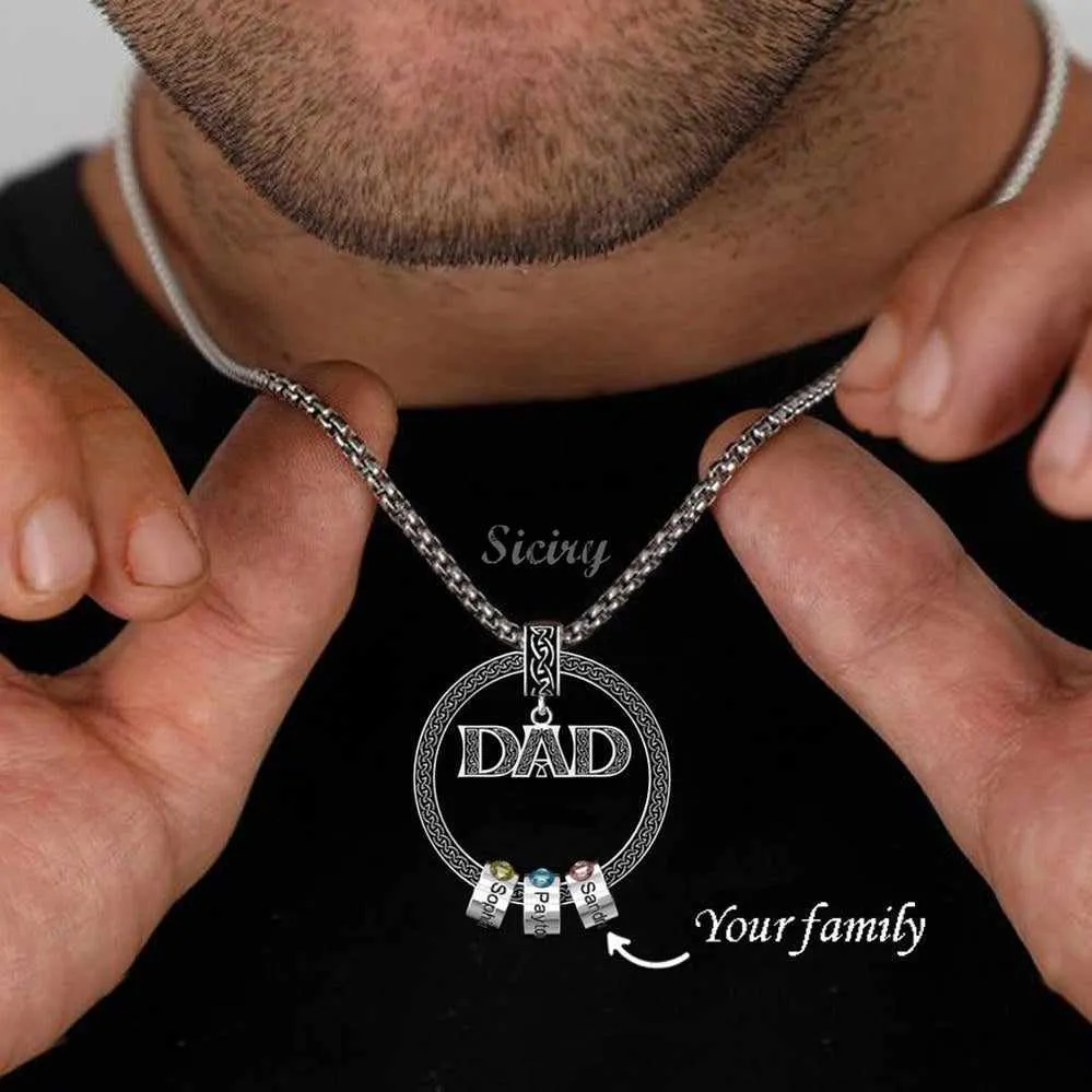 Father's Day Gift Personalized Circle Pendant