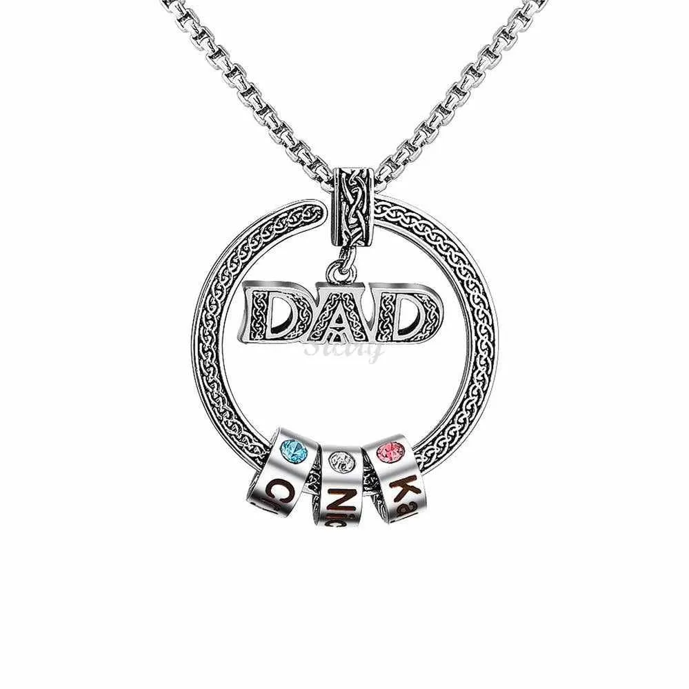 Father's Day Gift Personalized Circle Pendant