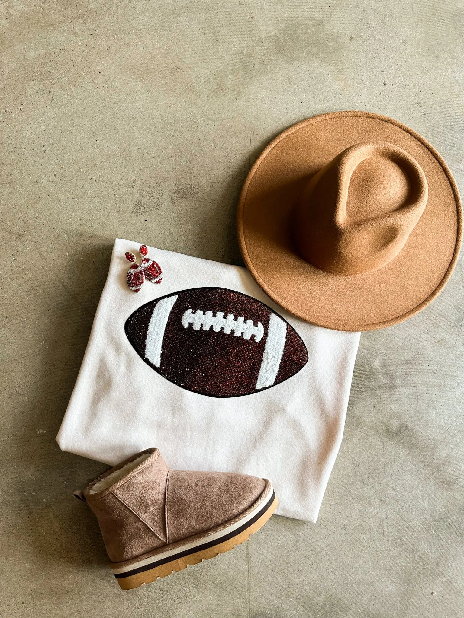 Football Sequin Cream Sweatshirt