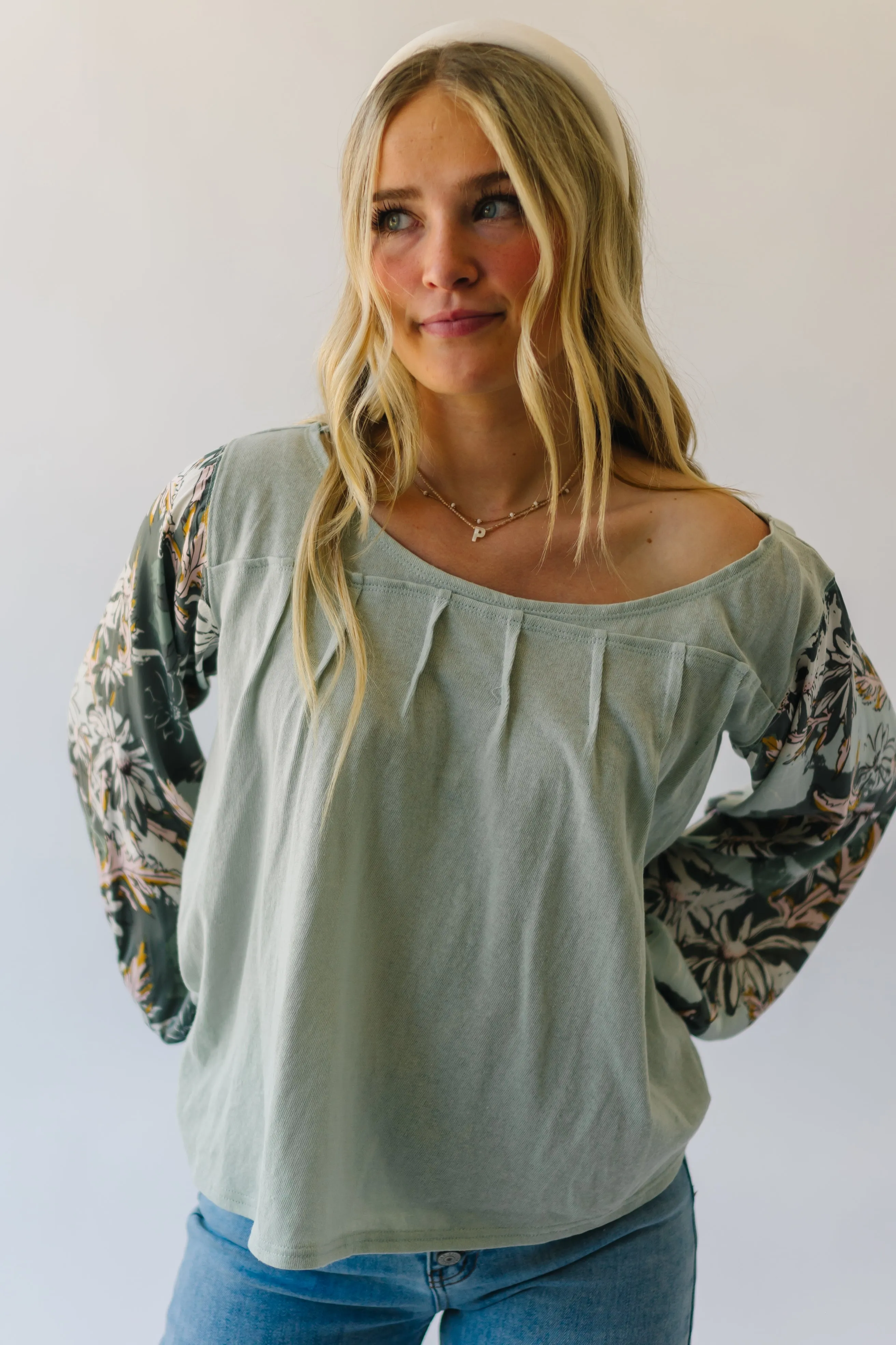 Free People: Picking Petals Top in Sage Combo