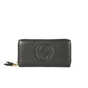 Gucci 598187 525040 Soho Women's Black Full Grain Calf-Skin Leather Wallet (GGWW3605)