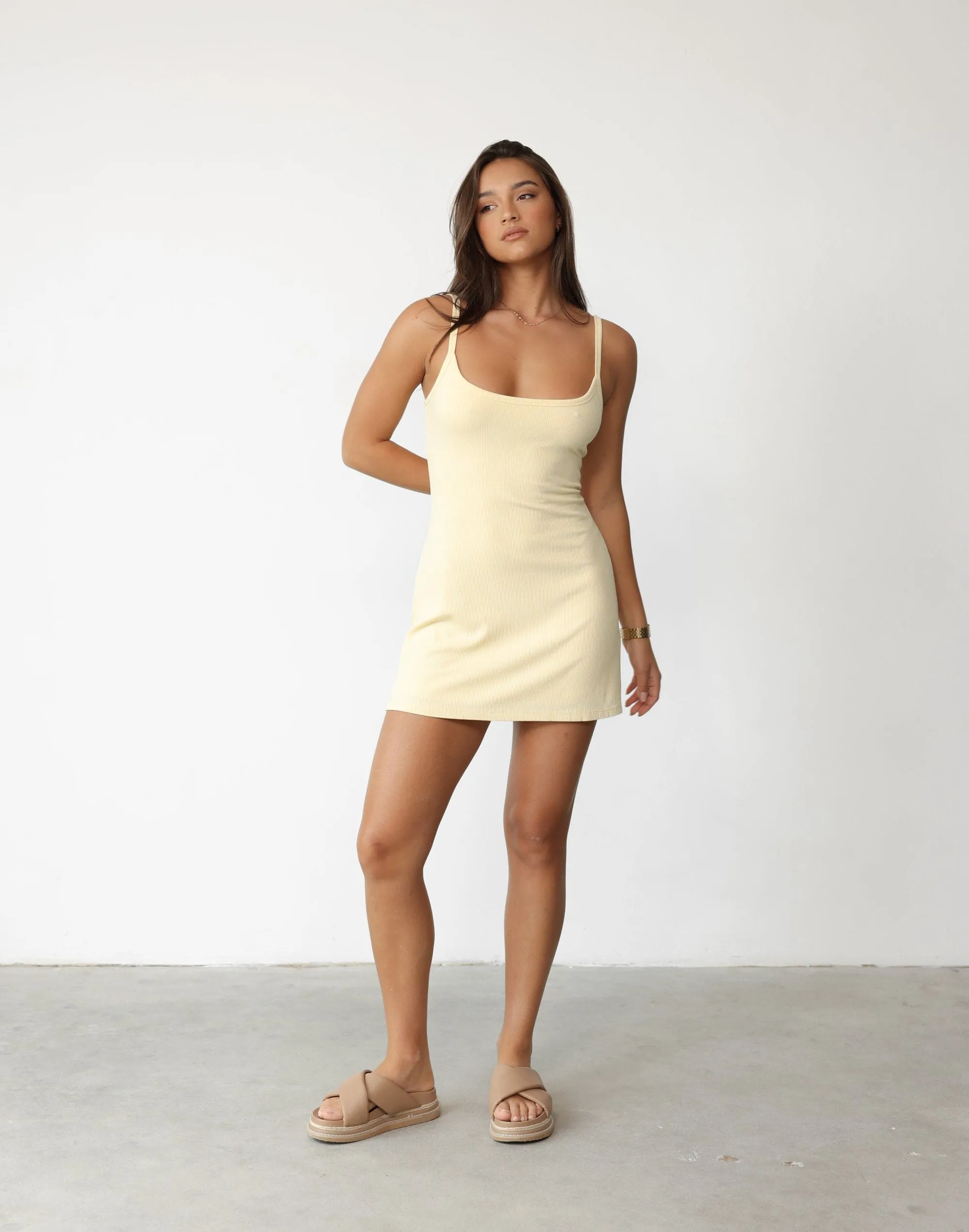 Helia Mini Dress (Lemon)