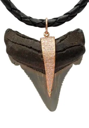 Jacquie Aiche Diamond & Gold Bail on Leather Cord | Shark Tooth Pendant