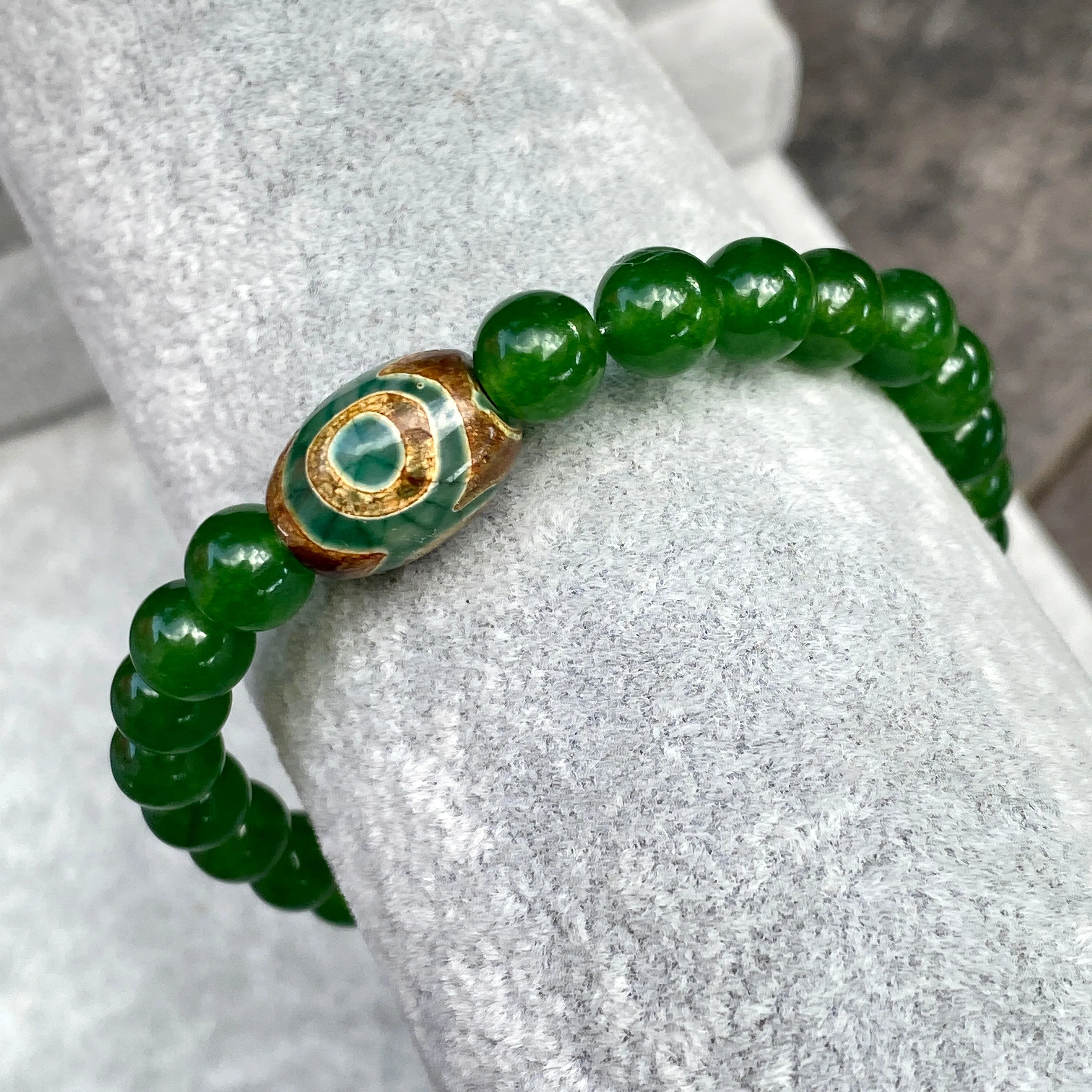 Jade and Tibetan Agate Bracelet