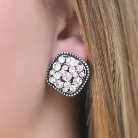 Let Them Talk White Rhinestone Post Earrings