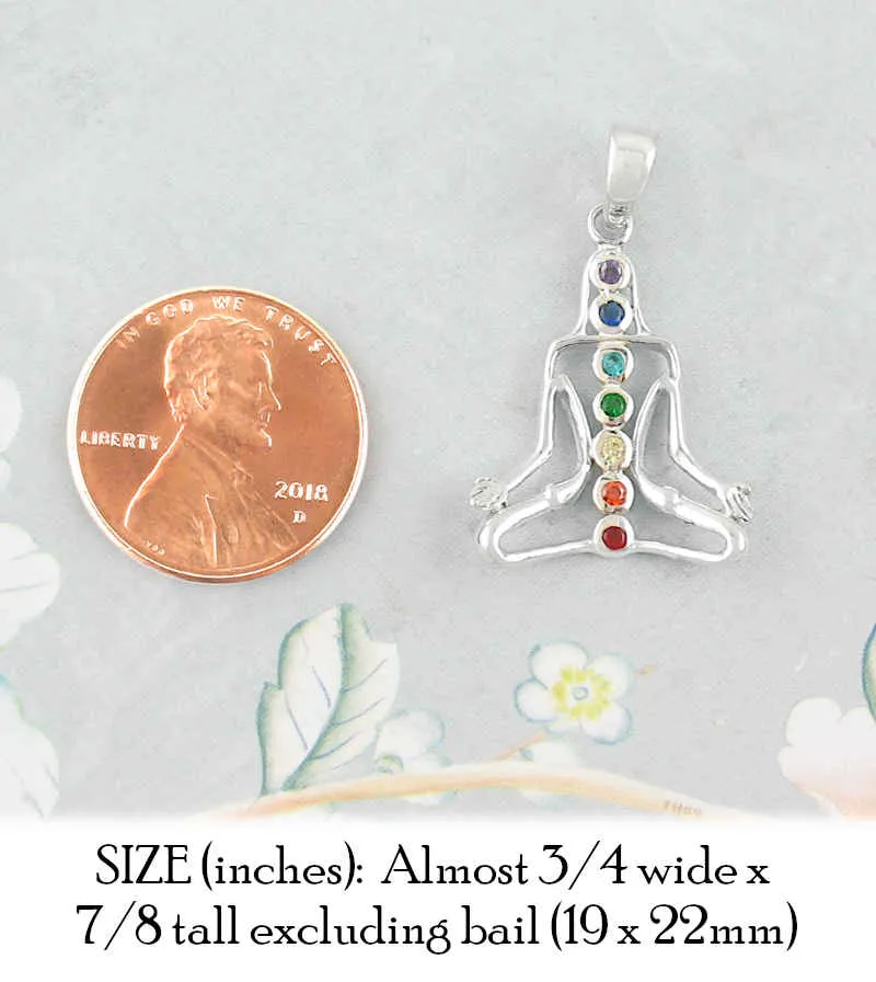 Lotus Pose Yoga Chakra Crystals Pendant