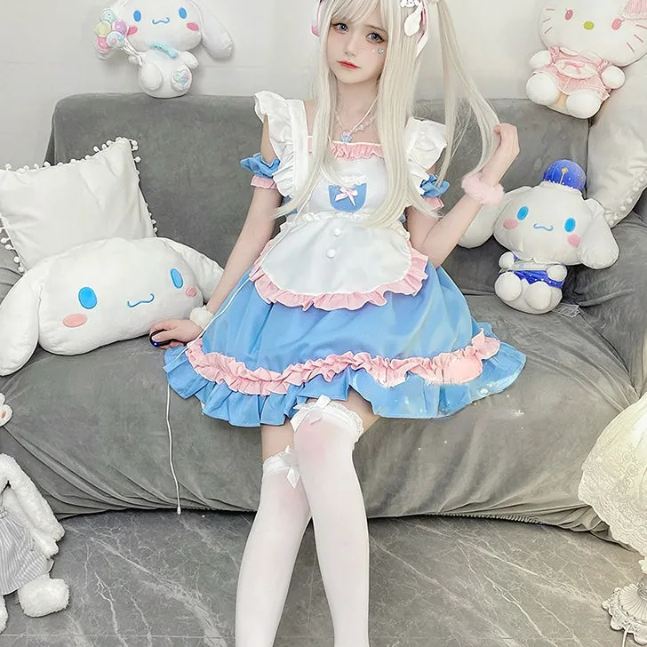 Lovely Candy Pink Blue Sweet Maid Dress ON655