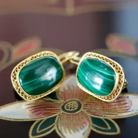 Manchester 14k Gold and Malachite Earrings