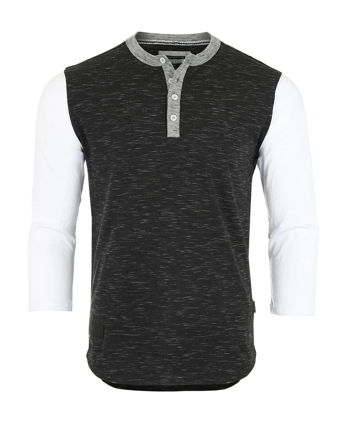 Men's 3/4 Sleeve Black & White Baseball Henley