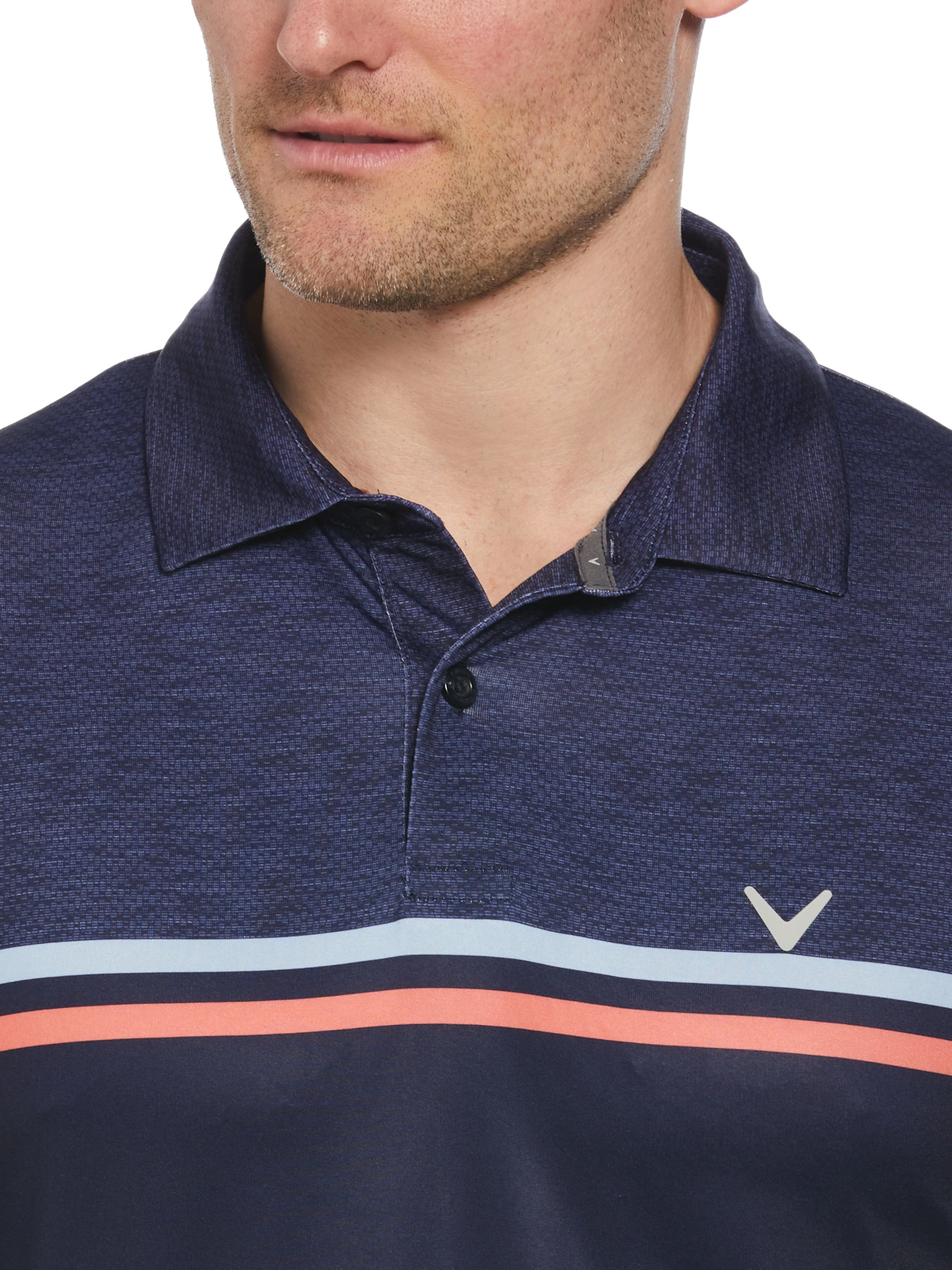 Mens Color Block Pattern Golf Polo