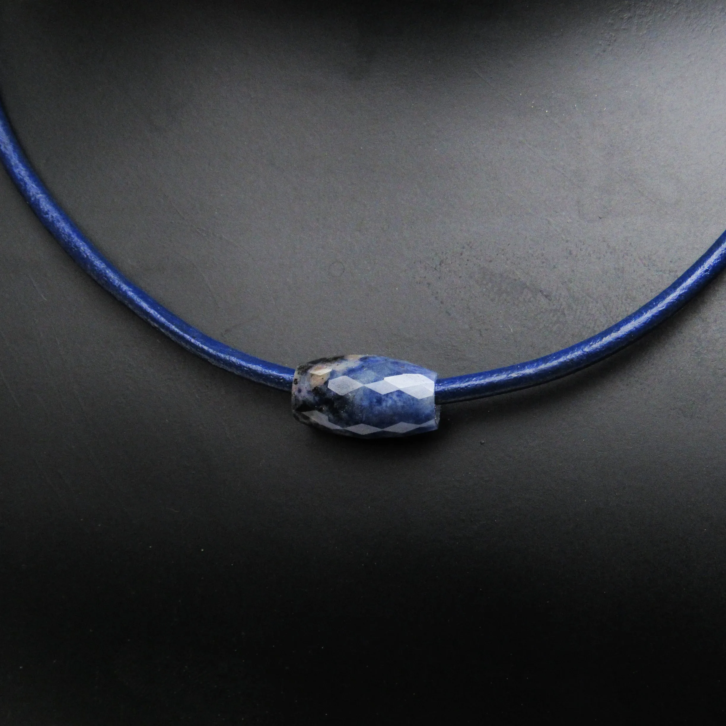 Men's Minimalist Leather Necklace with Gemstone