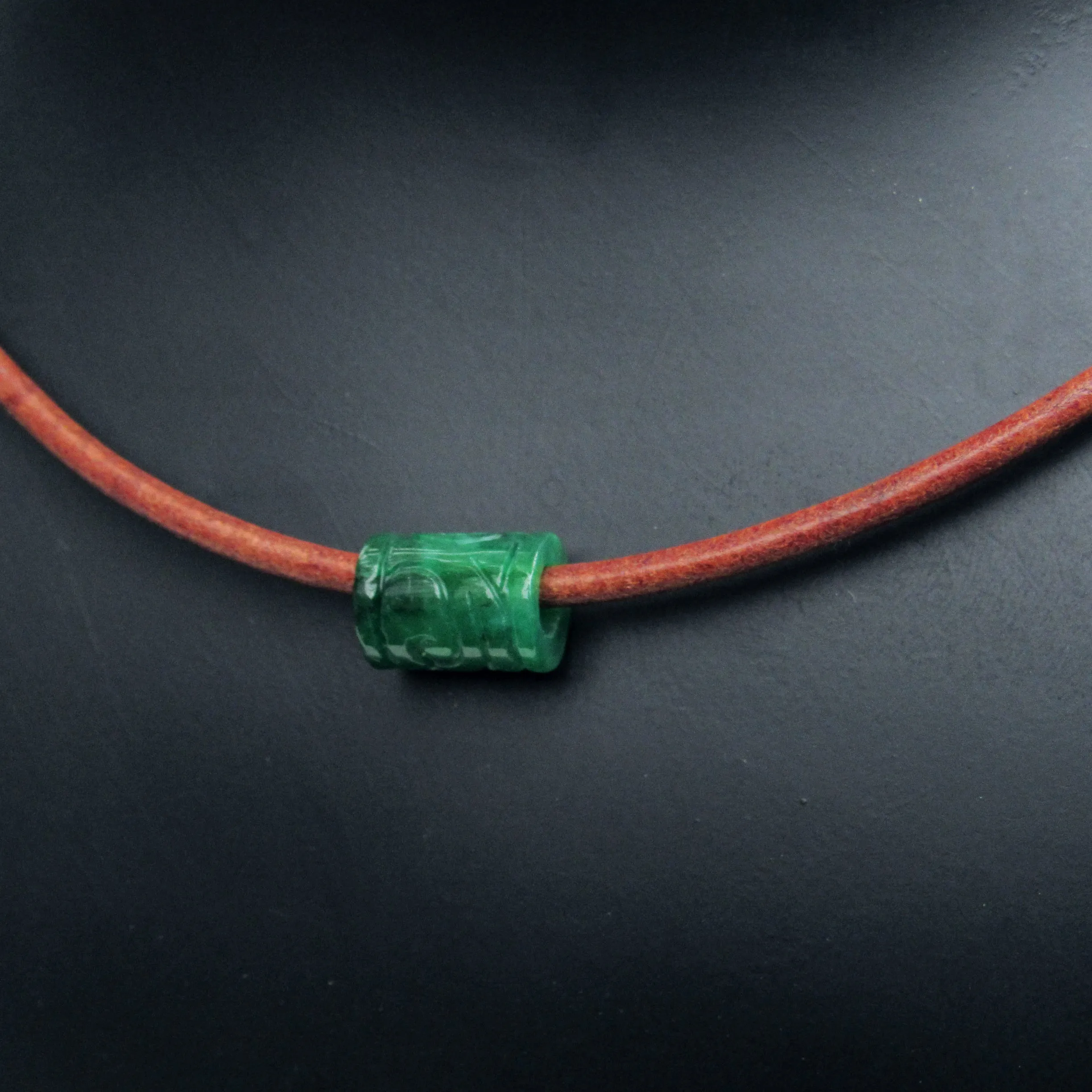 Men's Minimalist Leather Necklace with Gemstone