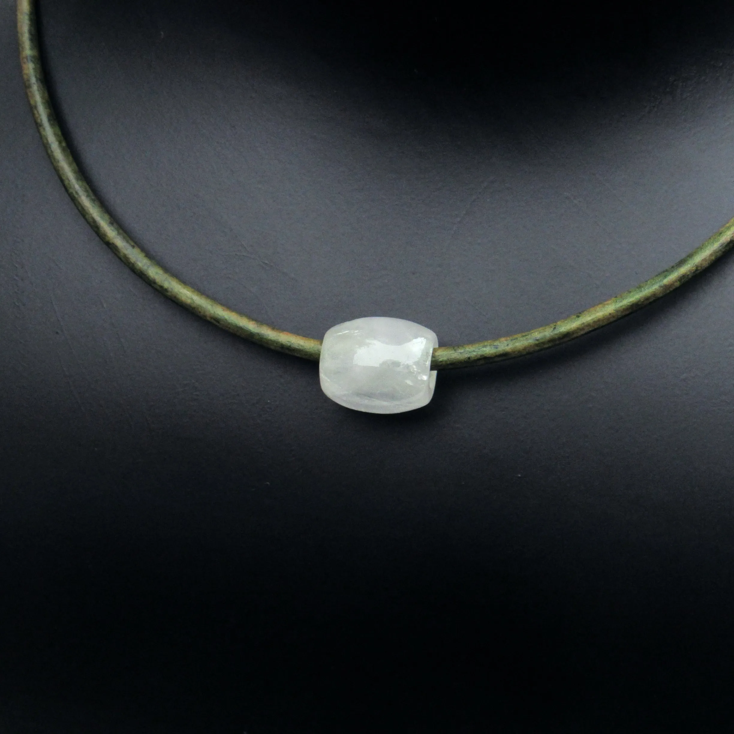 Men's Minimalist Leather Necklace with Gemstone