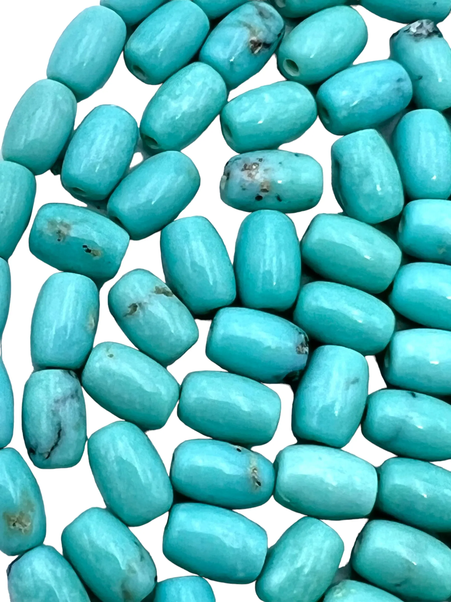 Natural Campitos (Mex) Turquoise 4x6mm Barrel Beads (Package Of 5 Beads)