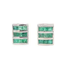 Natural Emerald Handmade 925 Solid Sterling Silver Stud Earrings Wedding Jewellery For Christmas Gift, Faceted Top Quality Emerald Earrings