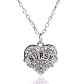 Nurses Are Heroes White Rhinestone Necklace