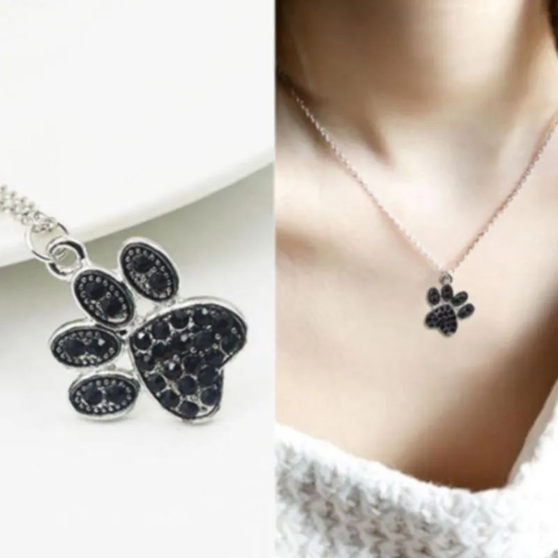 PAWFect Black Rhinestone Necklace