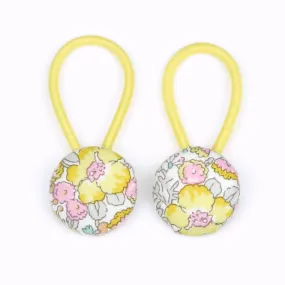 Peony Liberty of London Set of Button Hair Ties In Yellow