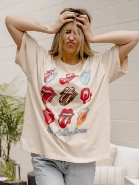 Rolling Stones OU Sooners Licks Over Time Off White One Size Tee