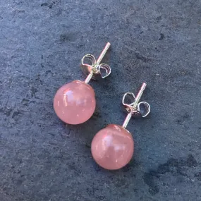 Rose Quartz gemstone stud earrings